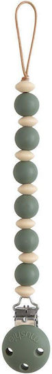 Mushie Pacifier Clip with Silicone Beads Green