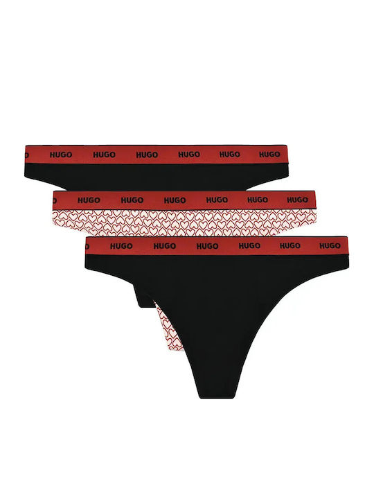 Hugo Βαμβακερά Γυναικεία String 3Pack Pink