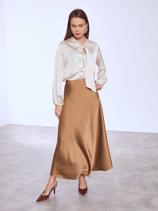 Celestino Damenrock Satin Midi Braun Celestino Damenrock Satin Midi Braun