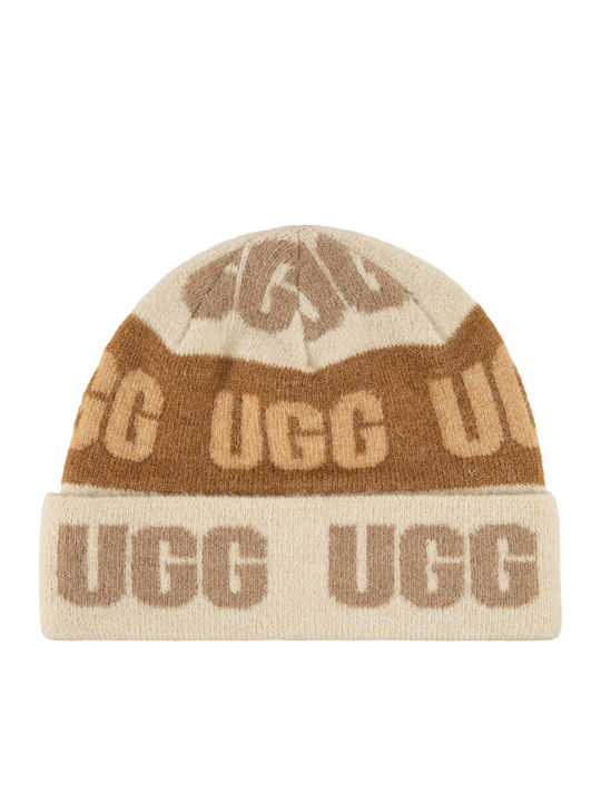 Graphic Logo Beanie Γυναικείος Σκούφος Πλεκτός σε Καφέ χρώμα