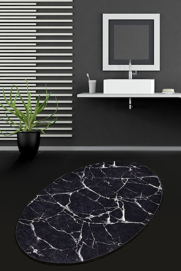 UnicUtil Πατάκι Μπάνιου Οβάλ 359CHL4359 Black 80x120εκ.