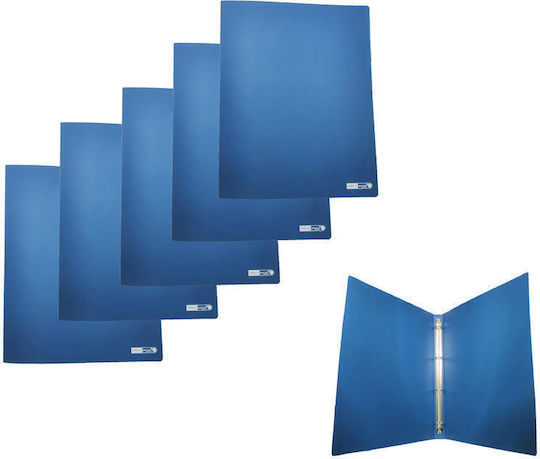 Office Point 5 Arc Ring Binders 4 Rings 25x31.5x2.2 Blue Matte