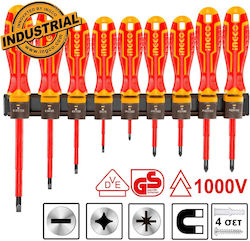 Ingco Set 9 Șurubelnițe Electrician VDE 1000V Ingco Set 9 Șurubelnițe Electrician VDE 1000V