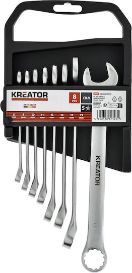 Set German Polygon Wrenches Kreator Box Type Open End 8mm To 19mm 8 Pieces Krth30007