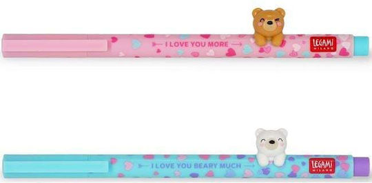 Legami Σετ 2 Στυλό Gel Μοβ Γαλάζιο Beary In Love Limited Edition