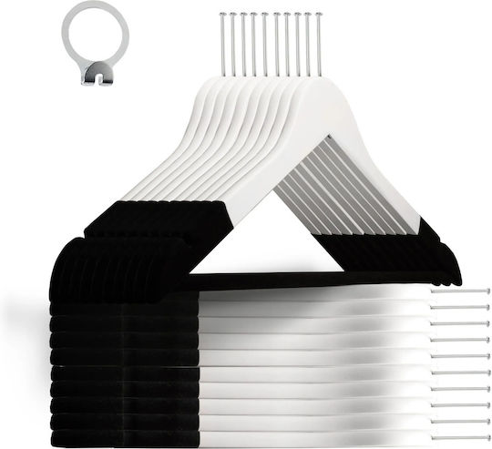 Set 20 Cârlige Anti-Furt Pentru Hotel Marginile Catifea Design Clasic Alb-Negru