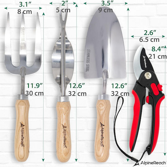Set De 4 Unelte De Grădină Din Oțel Inoxidabil Premium