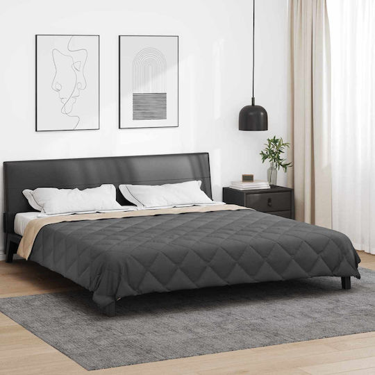 vidaXL Duvet Cover Queen 220x200 Anthracite and Tan