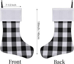 Set 6 Christmas Decorative Socks Plaid 46cm Black White