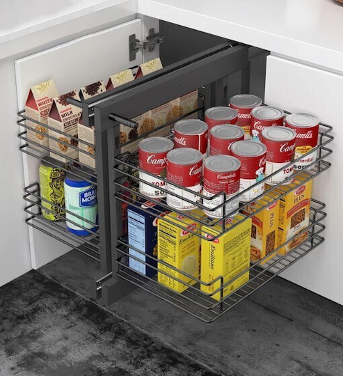 Finetto Magic Corner Full Extension Kitchen Mechanism With Brake Door 45cm Anthracite