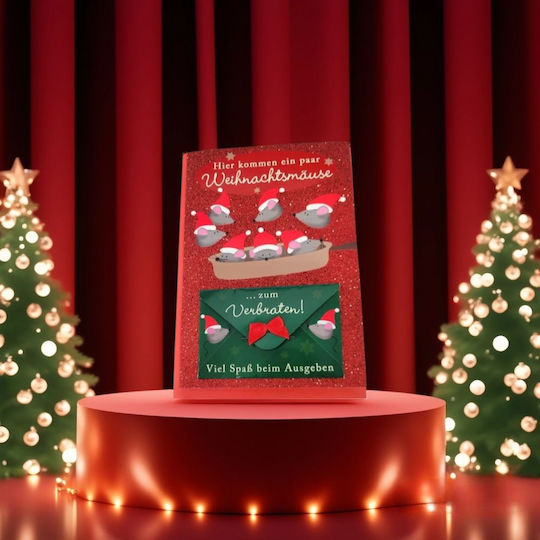 Christmas Card Glitter Envelope In German 7x11.5 Cm Red