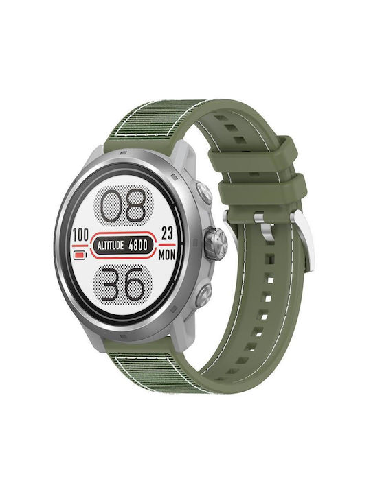 Hybrid Nylon Silicone Braid Watch Strap 20 Mm Coros Pace 2 Apex 2 42 Mm Green