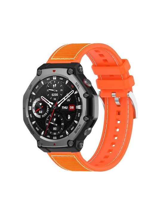 Hybrid Nylon Silicone Braided Watch Strap Amazfit T-rex 3 22mm Orange