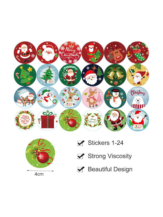 Set Christmas Theme Stickers 8 Sheets 24 Stickers Each