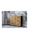 Kommode für Schlafzimmer aus Holz & Metall mit 6 Schubladen Eiche Schwarz mit Stoffüberzug 80,1x23,5x80cm