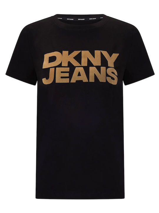 DKNY Logo Damen T-Shirt Schwarz