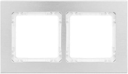 Deco Cadru Universal Dublu Cadru Din Aluminiu Periat Argintiu Partea De Jos Alb 7-0-dra-2
