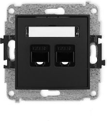 Icon Dual Computer Socket Mechanism 2xRJ45 Cat 5e 8-pin Matt Black 12igk-2 Icon Dual Computer Socket Mechanism 2xRJ45 Cat 5e 8-pin Matt Black 12igk-2