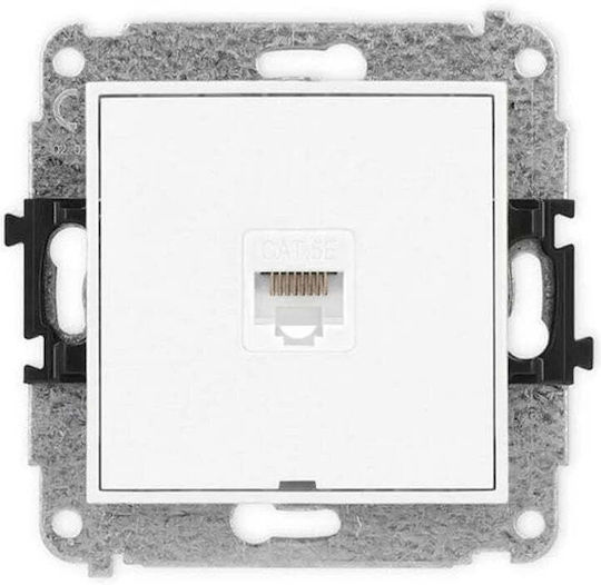 Icon Single Computer Socket Mechanism 1xrj45 Cat 5e 8-pin Without Descriptive Field White Igkbo-1