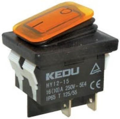 Διακοπτης Rocker Μεγαλος 4p Λυχνια On-off 10α/250v Ip65 Πορτοκαλι Hy12 Ked 01.086.0106 2 Τεμαχια