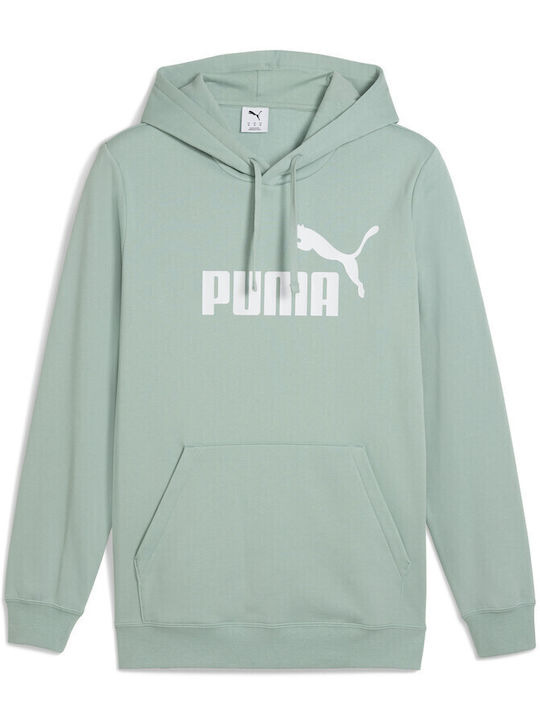 PUMA Logo Φούτερ με Κουκούλα Πράσινο