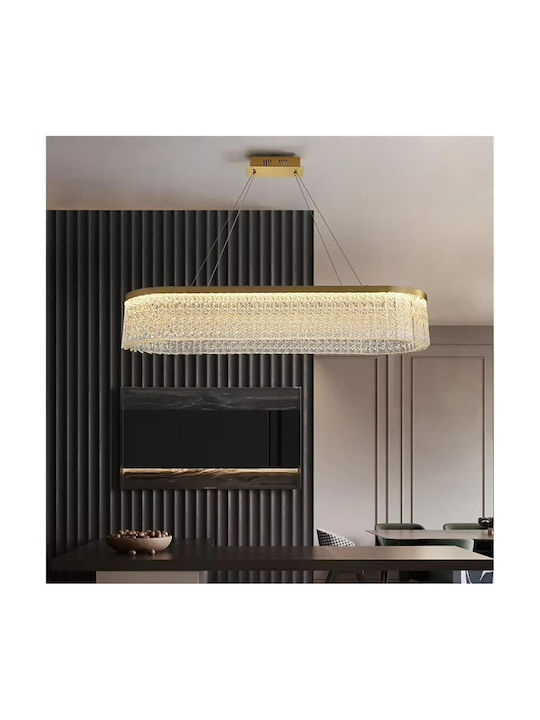 Adjustable Pendant Light Gold with Crystals 80x80cm