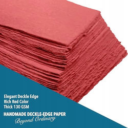 Handmade Red Christmas Paper A5 100% Cotton 50 Sheets