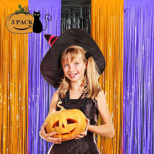 Halloween Decoration Background Orange Purple Black 3 Pieces 1x2 M