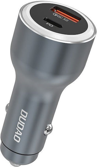 Dudao Dudao Handy-Autoladegerät 120W 1.7A Schnellladen mit Anschlüssen: 1xUSB 1xType-C Graues Farbe