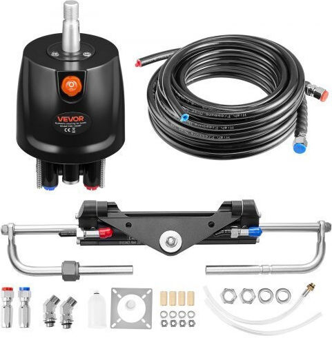 Vevor Hydraulic Steering Set 150 Hp Hydraulic Steering System for Marine Boat Steering Pump 6.9 Mpa 1000 Psi Double Lock Cylinder 6 M High Strength Hoses Use Single Station Single Engine