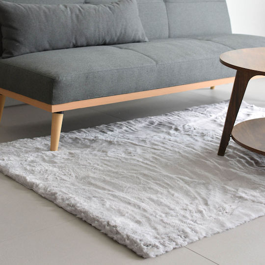 Ravelia Rutschfest Teppich Rechteckig Pelzige Light Grey