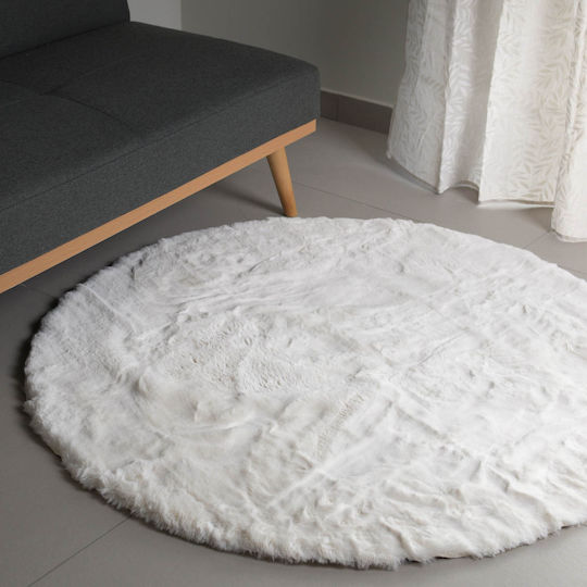Ravelia Anti-slip Rug Round Furry Ecru
