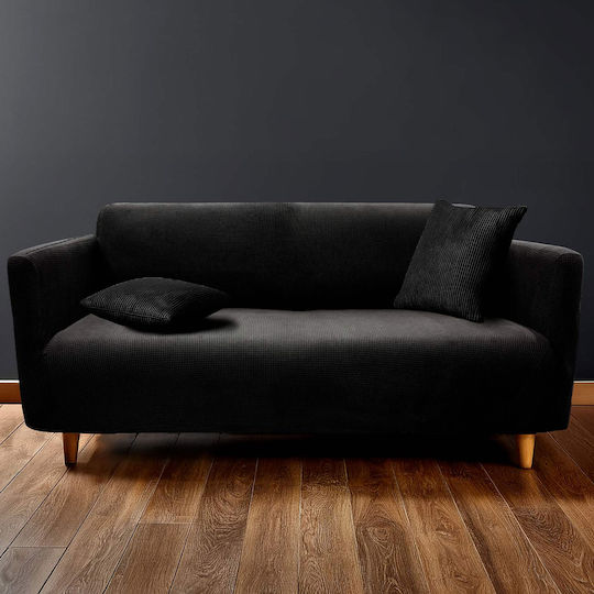 Sacha Schwarz Elastische Abdeckung Dreisitziges Sofa Noir 245x86cm