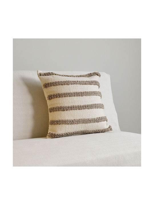 Ravelia Decorative Pillow Case Made of 100% Cotton Ecru 45x45cm