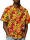 Short-sleeved Cotton Shirt Floral Red Multi