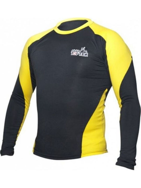 Top Ten Bărbați Cu mânecă lungă Tricou 06514-04XXXL pentru Jiu-Jitsu Neagră