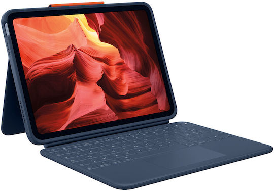 Logitech Combo 4 Touch Flip Cover Ανθεκτική στα Γαλλικά Μπλε (iPad 10th gen)