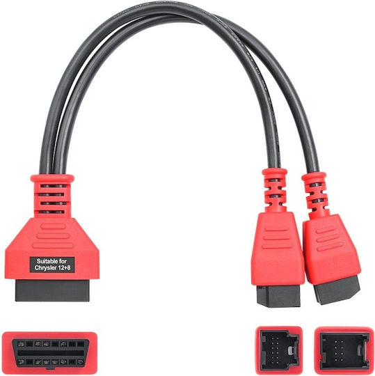 Obd 2 Diagnosewerkzeug Adapterkabel 12 Pin Zu 8 Pin Chrysler Schwarz Rot