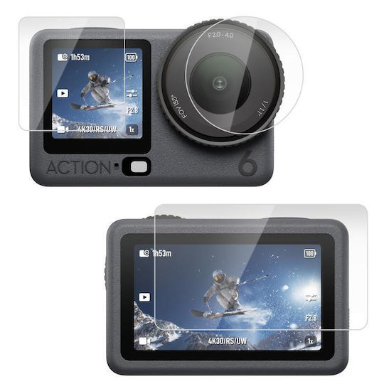 Dji Osmo Action 6 Puluz + Schutz des Bildschirms Gehärtetes Glas Vorne Hinten Transparent