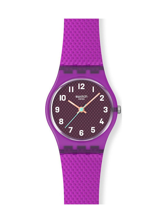 Swatch Swatch Γυναικείο Ρολόι Μπαταρίας με Μωβ Καουτσούκ Λουράκι