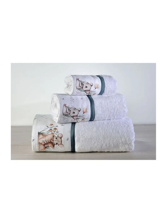 Down Town Home Σετ Βρεφικές Πετσέτες 3τμχ White Βάρους 600gr/m²