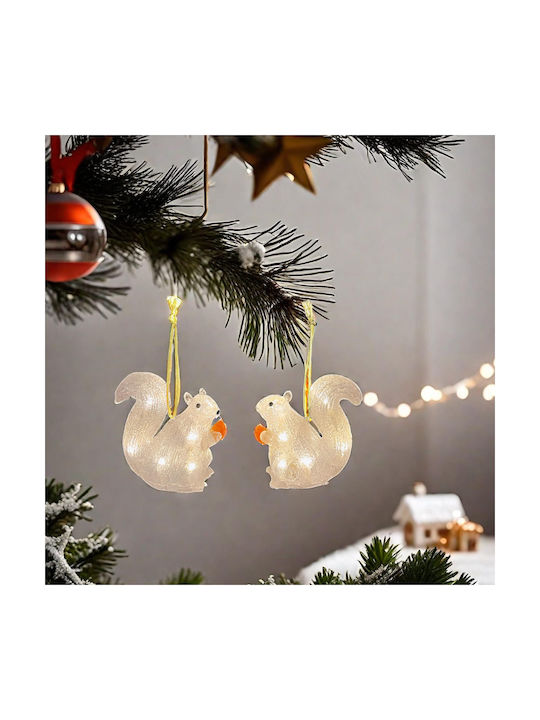 LED Acryl Eichhörnchen Weihnachtsbaumschmuck 2 Stück Weiße