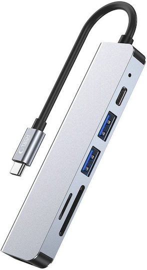Tech Protect Hub V4 Usb-c 6 1 Usb 3.0 Usb 2.0 Usb-c Hdmi Micro Sd Tf Sd Card Reader Γκρι