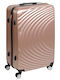 Keskor Large Pink Gold Suitcase With 4 Wheels Height 77cm