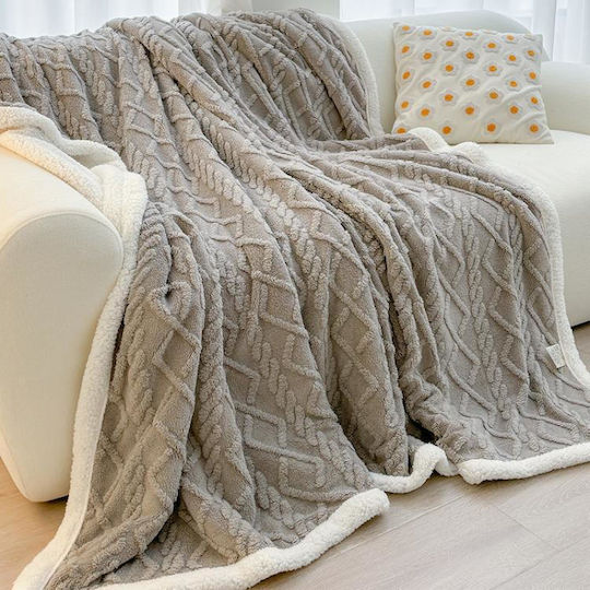 Κουβέρτα Fleece Μονή 150x200εκ. Κομψό Γκρι