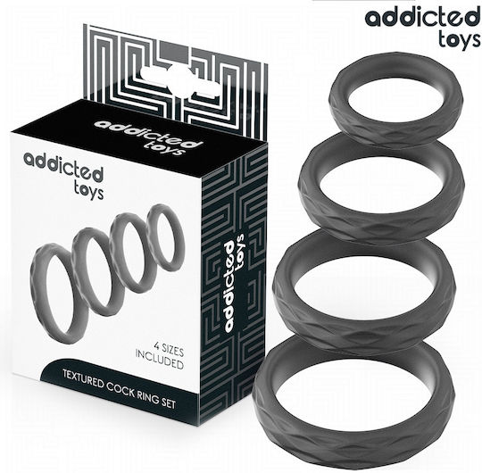 Addicted Toys Textured Cock Ring Set 4 Sizes