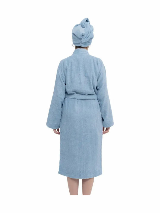 SteweHome Damen Bademantel Handtuch Haar Blau Baumwolle