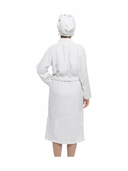 Women's Bathrobe Towel Hair White Cotton