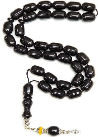 Roloi Komboloi Mastic Worry Beads with 33 Beads Black 40cm