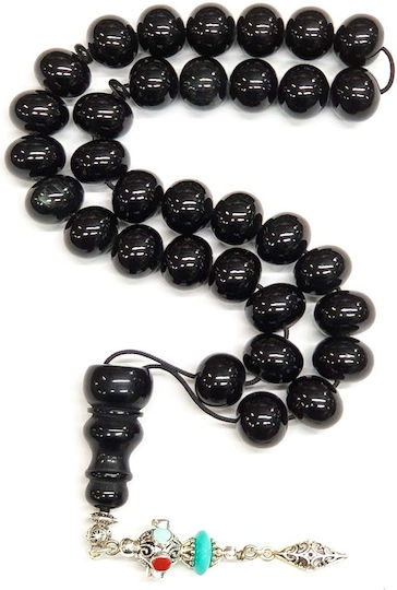 Roloi Komboloi Mastic Worry Beads with 33 Beads Black 36cm